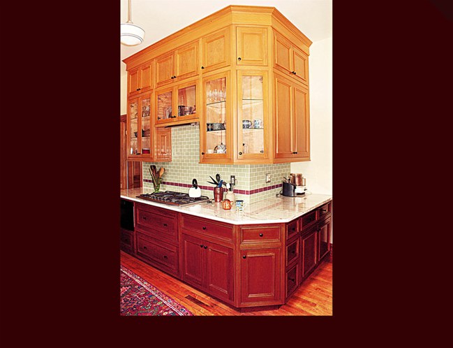 Custom Cherry Cabinets. Decorative end panels on all upper and lower ending cabinets.