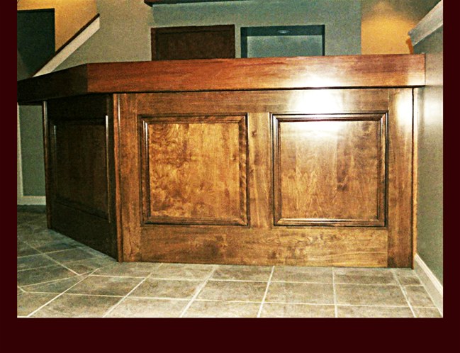 Custom Stained Birch Bar. Lower level area.