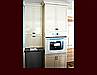 Full height oven appliance cabinet with pantry storage. Tall upper pantry cabinet over dishwasher.