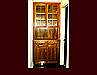 Cherry Butler's Pantry Cabinet. Raised Panel door style. Antique Glass doors in wall cabinets.